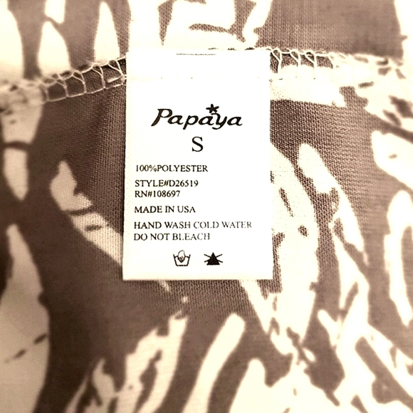 PAPAYA FLORAL TUNIC BOHO MINIDRESS SHORT SLEEVE BROWN WOMENS SMALL - Picture 9 of 9